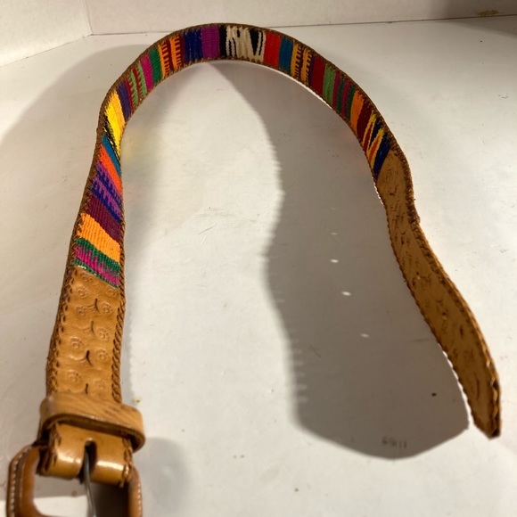 Unisex Handmade Guatemalan Leather Multi Colored Embroidered Belt main image 5